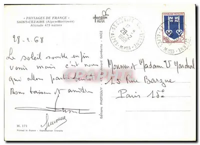 Saint-Cézaire — Vista geral, Place des Orveaux, Gorges de la Siagne, Les Puits Romains — Éditions Glon — Verso
