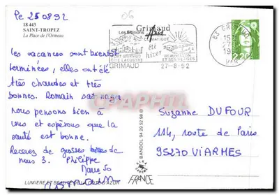 Saint-Tropez — Igreja e rua — Les Éditions Grimaud, n° 18443 — Verso