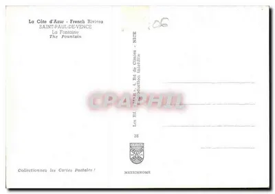 Saint-Paul-de-Vence — A Fontaine — Ed. de Cimiez, Nice — Verso