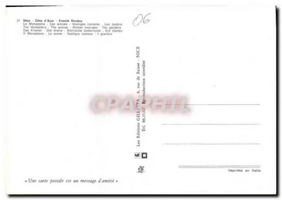 Nice - Półwysip Azorski - Zabytki rzymskie i ogrody — Wydawnictwo GILLETTA — Rewers