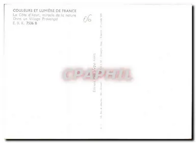 Widok wioski prowansalnej — Côte d'Azur — Wydawnictwo J. Javzils, Paryż — Rewers