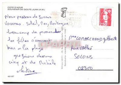 Golfe Juan — vista aerea e spiagge — Edizioni S.E.P.T. - 43/167 — Verso