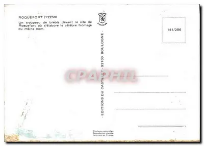 Roquefort (12250) — Um rebanho de ovelhas diante do local do famoso queijo de mesmo nome — Éditions du Castellet — Verso