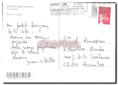 Menton — Vista geral — Éditions Gourmandes — Verso