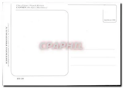 Cannes — Costa Azul — Éditions Photoguy, n° BM 130 — Verso