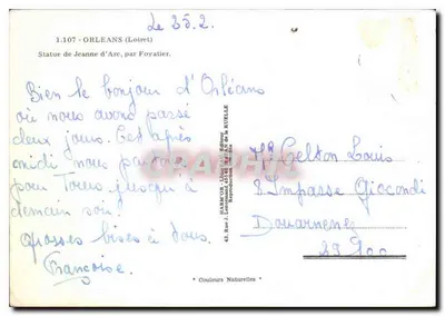 Estátua de Joana d'Arc em Orléans — por Foyatier — editada por Haerm'or — Verso