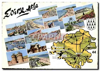 Loire-Atlantique — Carte postal turística com mapa e fotos de locais — Editor Ektacap