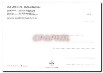 Valle Santa di Rieti — Santuários franciscanos — edição Marconi — Verso