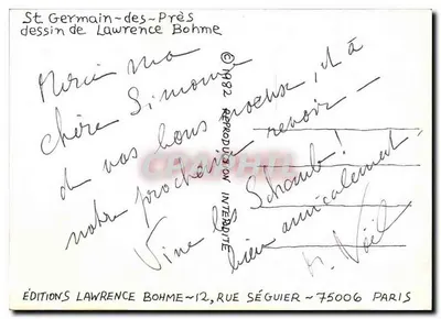 St-Germain-des-Prés — desenho de Lawrence Bohme — Éditions Lawrence Bohme — Verso
