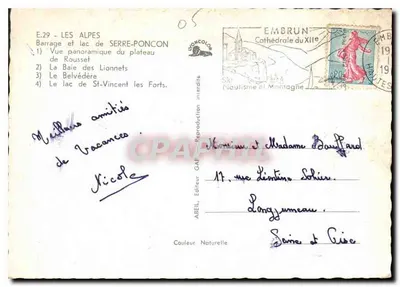 Alpy — Zbiornik i jezioro Serre-Ponçon — ABEIL, wydawca — Rewers