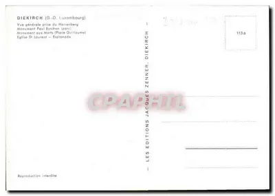 Diekirch — widok ogólny, pomnik Paul Eyschen, katedra św. Laurenta — Éditions Jacques Zenner — Rewers