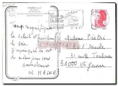 Salers (Cantal) — Città Medievale, Casa del Baillage — n° (15) 530 H — Verso