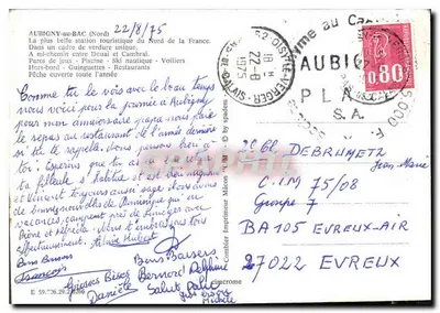 Aubigny-au-Bac — estação turística — Impressor Combier — Verso