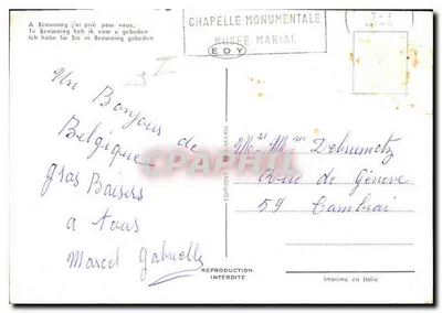 Beauraing — Capela monumental e estátua da Virgem — Éditions de Maria — Verso