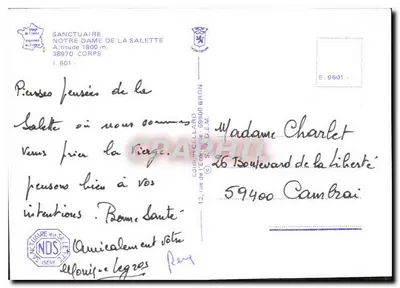Nossa Senhora de La Salette — Santuário alpino — Edição Cellard — Verso
