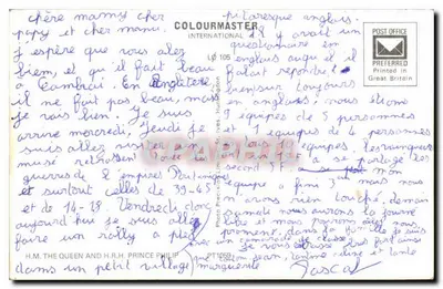 A Rainha e o Príncipe Philip a cavalo — Procissão Real — Colourmaster International — Verso