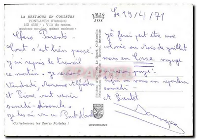 Pont-Aven — Molino de agua — Ediciones de Arte JOS — Reverso
