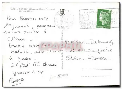 Sisteron — widok panoramiczny i zabytki — Wydawnictwo J. Cellard — Rewers