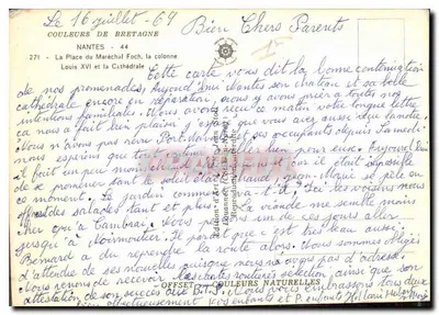 Nantes — A Praça do Maréschal Foch e a Catedral — Edição Art Jean Gouzi — Verso