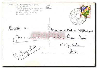 O Ponte de Arco — As Gorges da Ardeche — editor Doncoloco, n° 70660 — Verso