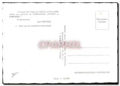 Capela de São Pedro — decoração apocalíptica — Jean Cocteau, Verteuil — Verso