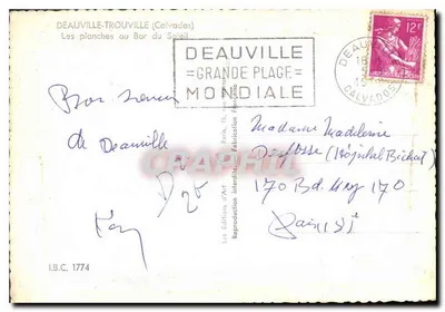 Deauville — Grande Praia — As placas no Bar do Sol — Edições de Arte — Verso