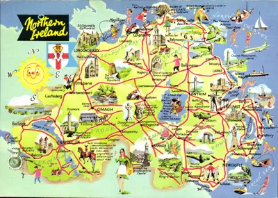 Irlanda do Norte — cartão postal turístico ilustrado — Post Dennis Productions
