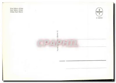 Zagłosowana ulica w Ost-Berlinie — ulica Karl-Marx-Allee — wydawca D.P.O.T. nr C 2543 — Rewers