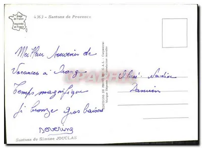 Santons da Provença — Edições da Provença G.A.L. — n° 4363 — Verso