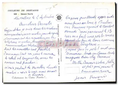 Dom z kwiatami — Kolorystyka Bretanii, seria 509 — Éditions d'Art 'Jack' — Rewers