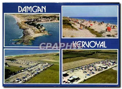 Damgan e Kernoyal — vista aérea e praia — editor Éditions de la Poste
