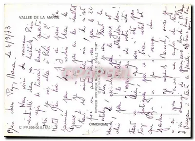 Vallee de la Marne — vista panoramica e carta — Editore Combier — Verso