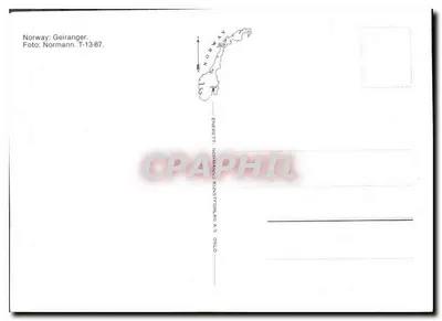 Geiranger — fiorde norueguês — Normann Kunstforlag A/S, série T-13-87 — Verso
