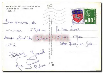 Vista da Costa Azul — Um canto da Mediterrâneo — Cal. 16 — Edição Y.P.A. — Verso