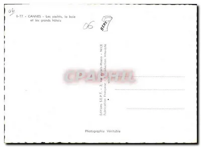 Cannes — Os iates, a baía e os grandes hotéis — Éditions SEPT — Verso