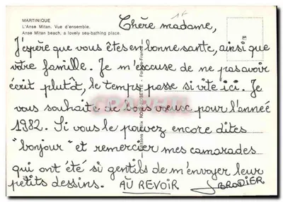 Anse Mitran — vista geral — Edições France-Poste — Verso