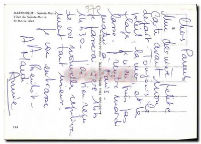 Martinica - Sainte-Marie — A ilha de Sainte-Marie — Éditions Félix ROSE-ROSETTE, n°194 — Verso
