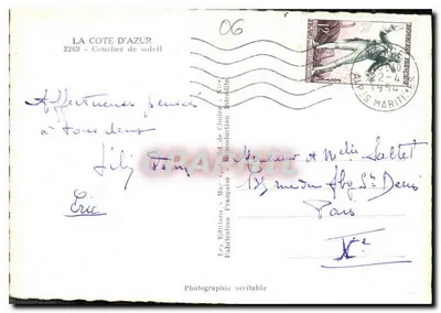 Zonsondergang — De Côte d'Azur — Éditions de la Côte d'Azur, nr. 3269 — Achterkant
