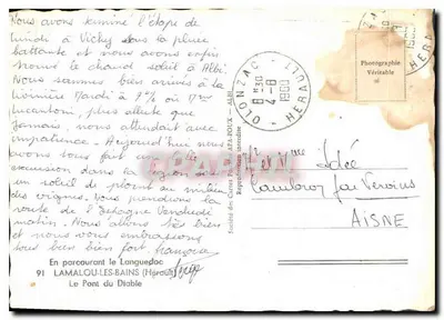 De Duivelsbrug — Languedoc — Société des Cartes Postales APA-ROUX — Achterkant