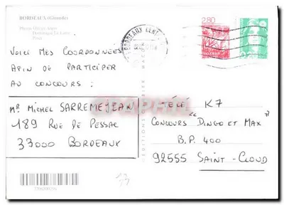 Bordeaux - Gironde — widok panoramiczny mostu i winnic — Wydawnictwo Gibier — Rewers