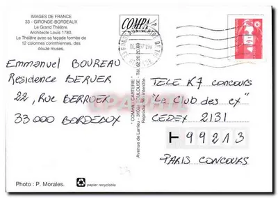 Bordeaux — Duży Teatr — IMAGES DE FRANCE — Rewers