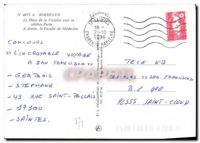 Piazza della Vittoria a Bordeaux — vista aerea — Editore Elès, n° 4671 — Verso