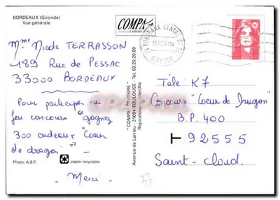 Bordeaux — vista aérea — Verso