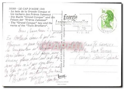Kap Agde (34) — Zatoka Grande Conque i skały Braci Jedynych — Wydawnictwo Art Larrey — Rewers