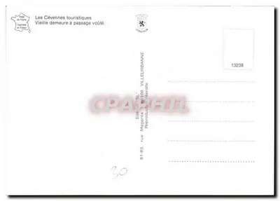 Velha moradia com passagem abobadada — As Cévennas turísticas — Editor Magenta, n° 13238 — Verso