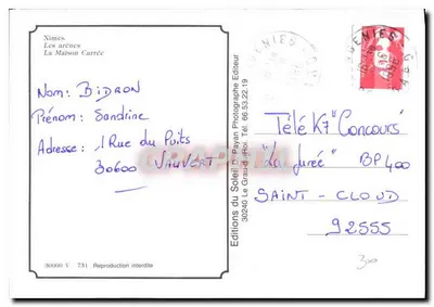 Nîmes — Areny i Dom Kwadratowy — Wydawnictwo Słońca D. Payan — Rewers
