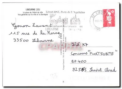 Libourne — ogólny widok i zabytki — wydawca Elcé, numer serii nieczytelny — Rewers