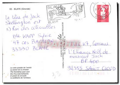 Blaye — Fortificações e parque — Imprimerie Historiques — Verso