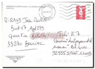 Bordeaux — Cattedrale di San Andrea — Edizioni e Stampa Combier / Mâcon — Verso