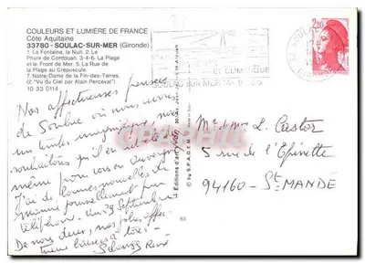 Soulac-sur-Mer — vista panorâmica e locais — Éditions d'art Jean S.P.A.D.E.M. — Verso